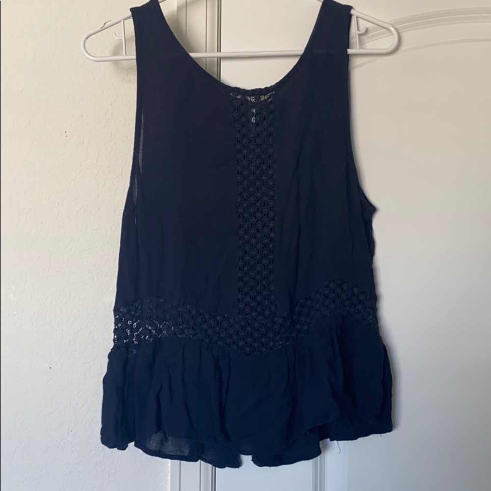 Navy Blue Peplum Top